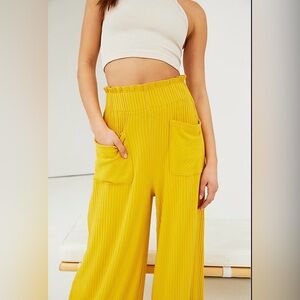 FP Movement Mustard Yellow Blissed Out Wide-Leg Pants